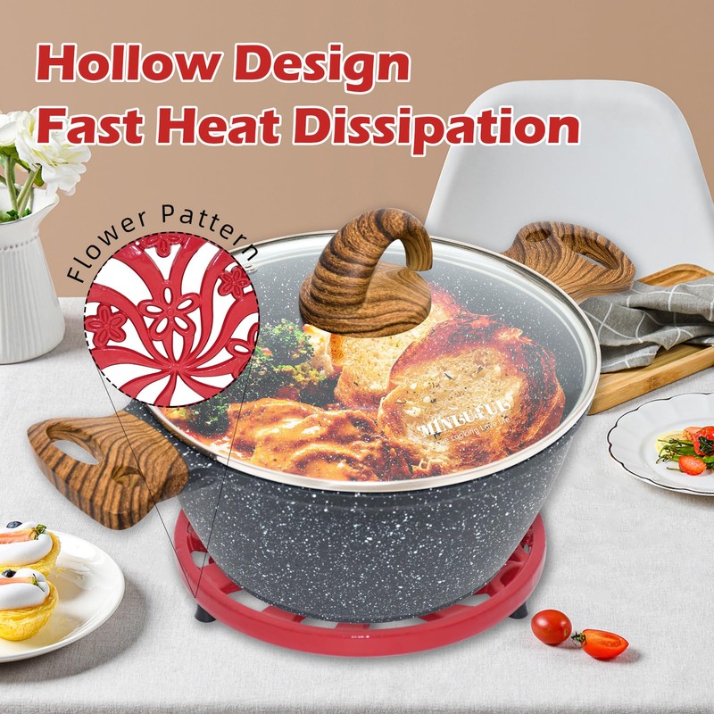 MINLUFUL Vintage Cast Iron Trivet, Heat-Resistant Metal Trivet for Hot