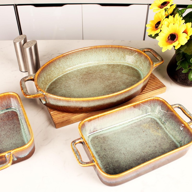 jinsongdafa Oval Casserole Dish, 12" x 8" Ceramic Au gratin
