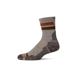 Smartwool Mens Hike Light Cushion Striped Mid Crew Socks Taupe/Natural Marl Medium