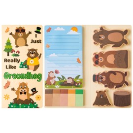 Xqumoi I Just Really Like Groundhog Sticky Notes Set - Cute Animal Self-Stick Note Pads Divider Tabs Bundle Writing Memo Pad Page Marker Back to School Office Supplies Groundhog Day Party Favor Gift