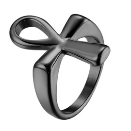 OIDEA Ankh Ring Stainless Steel Black Gold Silver: Vintage Ankh Cross Rings Men Women Egyptian Finger Ring Religious Partner Ring Retro Friendship Ring Jewellery Gift for Men Women