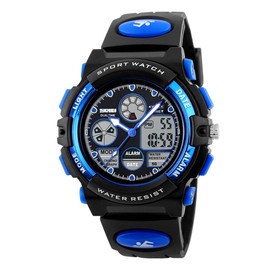 GAWZ Japan Skmei Tough Ana-Digi Wristwatch for Kids, Japanese Instruction Manual Included, Elementary School Students, Time Settings, Full Japanese Inspection, Birthday Gift, Boys Sports Watch,