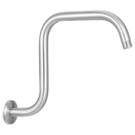 Voolan - Brazo de extensión para ducha de 13 pulgadas con brida, tubo elevador para cabezal de ducha de lluvia en forma de S, acero inoxidable, curva de cuello de ganso largo, conexión estándar de 1/2