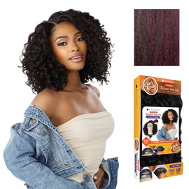 Sensationnel Curls Kinksandco Kinkyedges Wig - Kinky Ringlet Curl 14 inch Y Part Lace Natural Kinkytexture Edged Hairline for Natural 3C to 4C Hair Textures (F1B/BG)