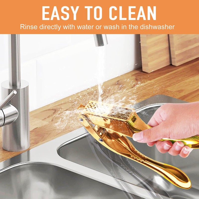 Garlic press and slicer 2 in 1,Effortlessly Crush, Slice, and