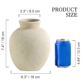 Vanselia Ceramic Flower Vase Home Decor - Farmhouse Table Vases Rustic Vintage Living Room Kitchen Bedroom Decorations for House Book Shelf Office Coffee Desk Dining Fireplace Gifts (7.4" Rustic)