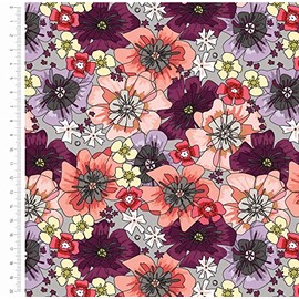 Floral Cotton Fabric – 100% Cotton Poplin, 44” Wide – Flower Themed Material for Sewing, Quilting, Crafts, Floral Nature Fabric (Purple Poppies, Half Metre)