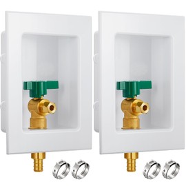 Hicarer 2 Set Ice Maker Outlet Box Pre Assembled Ice Maker Box 1/2 Inch Pex F1807 Crimp with Installed 1/4 Turn Ball Valve for Ice Maker Supply
