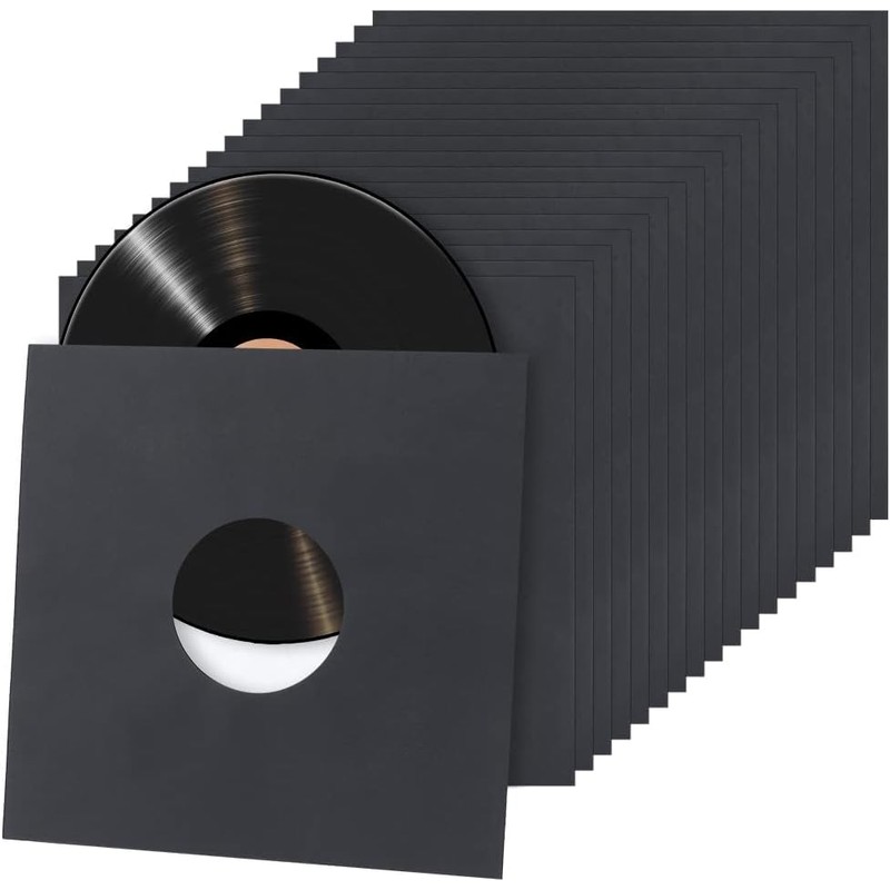 Vision Media® 12'' Vinyl Black Card Record Sleeve with Hole