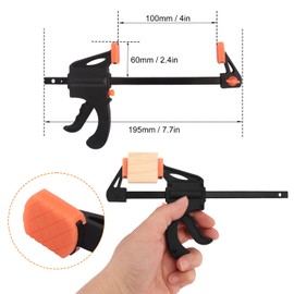 20 Pack 4 Inch F Bar Clamp, Medium Duty 70lbs One Handed Clamps/Spreader, Bar Clamps for Woodworking, Crafting, by GENHAKON