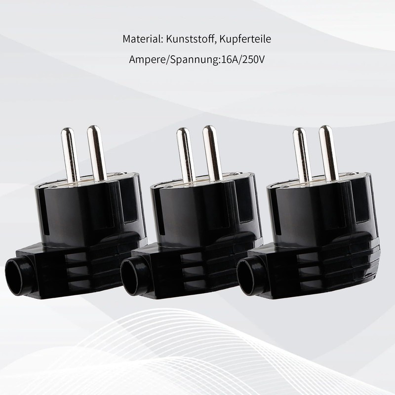 Schuko plug, power plug with strain relief, earthing contact plug