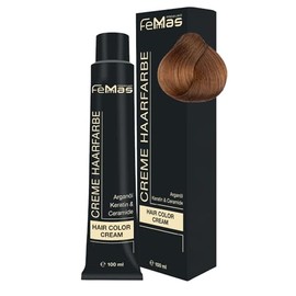 FemMas Haarfarbe Hellblond Gold Intensiv 8.33 I Professionelle Creme Haarfarbe mit Arganöl, Keratin & Ceramiden I dauerthafte Haarfärbung oder Tönung für strahlende Farbergebnisse I 100 ml