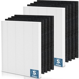 C545 Replacement Filter S Compatible with Winix C545 Air Purifier, H13 True HEPA Filter S Only, Part number 1712-0096-00 and 2522-0058-00, 2 H13 True HEPA & 8 Activated Carbon Filters
