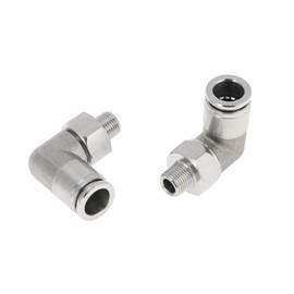 RATCHROLL Push to Connect Air Fittings 3/8" 90 Degree Air Line Quick Joint 304 Stainless Steel 1/8"BSPT 2 Pcs Silver Tone