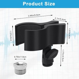 Universal Microphone Clip Holder - 2Pcs Adjustable Mic Clamp With Screw Adapter 5/8" to 3/8" for Microphone Stand