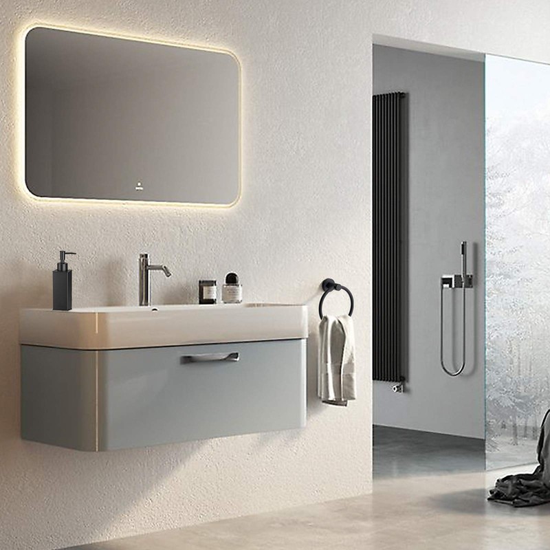 BGL Black Towel Ring Wall Mounted, Stainless Steel 304 Rubber