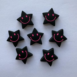 7 Pieces Black Star Shape Tennis Racket Vibration Dampener Cute Smiling Face Tennis Racquet Dampeners