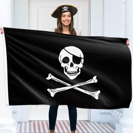 Pirate Flag – Jolly Roger Flag - Double-sided Print – 90G polyester - Double Seam - 2 brass eyelets, large 5ft x 3ft