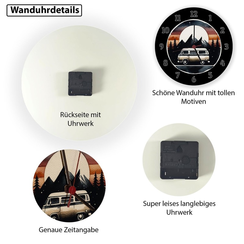 Motorhome Wall Clock Aluminium Unique Camping Clock, Caravan Design for