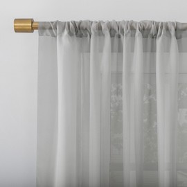 No. 918 Mallory Sheer Voile Rod Pocket Curtain Panel, 59" x 63", Silver