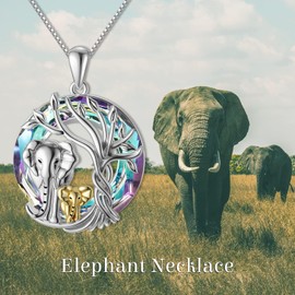 TOUPOP Elefanten Kette für Damen Baum des Lebens Anhänger Halskette Silber Kristall Kette Elefant Schmuck Geschenke für Frauen Freundin Oma Tochter Mama Geburtstag Weihnacht Geschenke Geschenk
