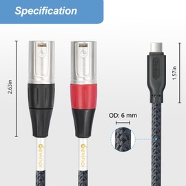 Devinal USB C to Dual XLR Audio Cable, Upgrade USB Type C to XLR Male Output Stereo Cord Converter Adapter for Amplifier, Speaker, Mixer Console, etc 3.3 FT