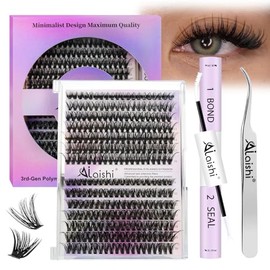 Extensiones de Pestañas Pelo a Pelo 280 Piezas 9-16mm 40D+50D, Kit de Pestañas Postizas con Pegamento y Fijador Impermeable, Fijación Fuerte y Fácil p