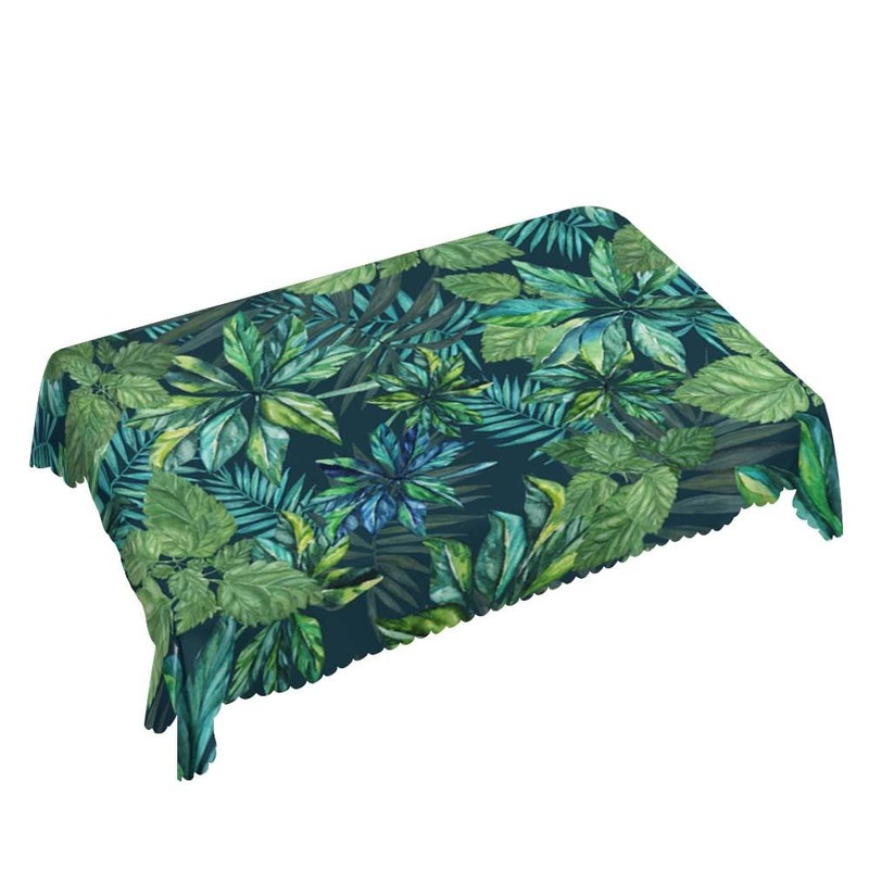 Walmsco Tablecloth Green Palm Leaves Decor For Dining Room Kitchen