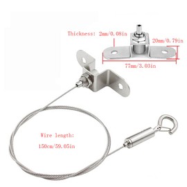 Wwxuanke 4 Sets Adjustable Hanging Wires Kit Heavy Duty Frame Picture Photo Mirror Hanging Stainless Steel Wire for Picture, Photo, Light, LED Screen, Billboard，Flower Basket，Supports 11 lb (1.5m)