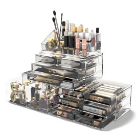 Unbranded Makeup Cosmetic Organizer Storage Drawers Display Boxes Case w/ 12 Drawers Clear