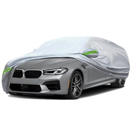 TUCAREST 6-Layers Premium Full Car Cover Hard Shell Zipper Design Waterproof All Weather Weatherproof UV Sun Protection Snow Dust Storm Resistant Outdoor with Straps (Fit for Sedan 188"- 198")