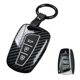 ontto Car Key Case Fits Hyundai Santa Fe DM IX45 Grandeur Azera Equus Genesis L110 G80 ABS Key Cover Key Case Key Case Key Box Key Protection Carbon Fibre Black