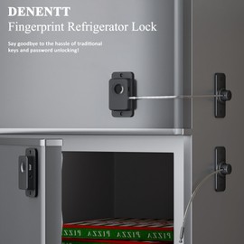 DENENTT Smart Fingerprint Fridge Lock - Child Proof Cabinet Locks and Refrigerator Locks, No-Drill Adhesive Installation, for Fridge, Cabinet and Drawers (Black 1pcs)
