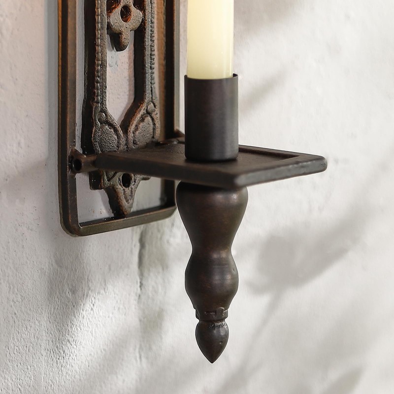 Ironlux Wall Candle Sconces Set of Two, Cast Iron Wall
