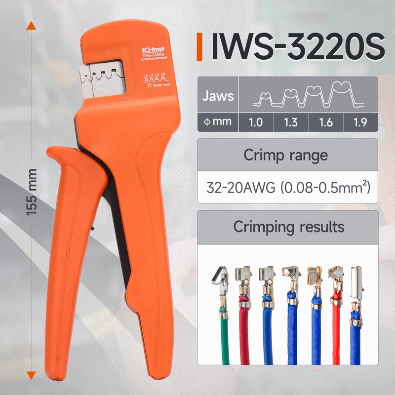 iCrimp Open Barrel Crimper Micro Connector Crimping Tool 0.08-0.5mm² 32-20AWG
