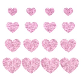 PATIKIL 4 Sizes Heart Rhinestone Patches, 16 Pcs Heart Shape Iron on Applique Patches Rhinestone Applique Glitter Crystal Patches Sewing for Shoes Clothes Pants Bags, Light Pink