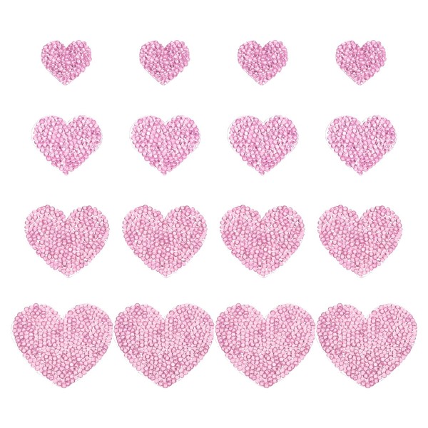 PATIKIL 4 Sizes Heart Rhinestone Patches, 16 Pcs Heart Shape