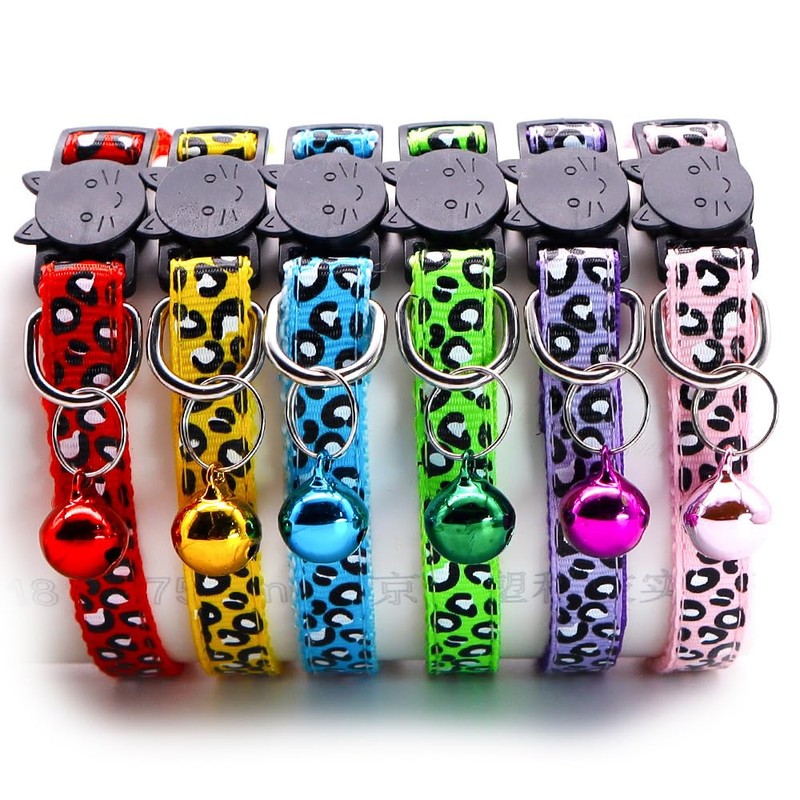 Reflective 2 Pack Breakaway Cat Collars with Bell Leopard Pattern