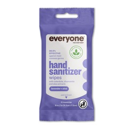 Everyone Hand Sanitizer Wipes, 15 Wipes (Pack of 6), Lavender and Aloe, Plant Derived Alcohol with Pure Essential Oils