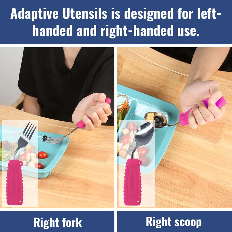 EZ Assistive Adaptive Spoon & Fork Easy to Hold for