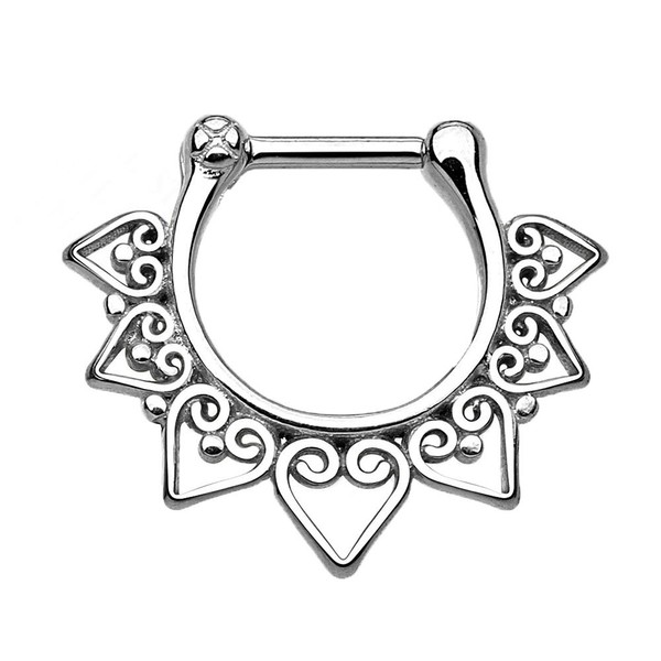 Pierced Owl 16GA 100% Stainless Steel Tribal Fan Septum Clicker