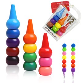 BEIIEB SZLB1 12 Colors Baby Kids Pencils Creative Colouring Pencils Stackable with 2 Calabash Graffiti Pencils 7 Colors for Bathing Painting etc