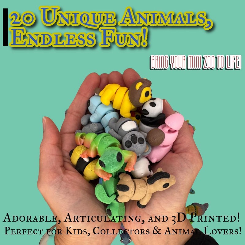 Mystery 20 Mini 3D Printed Animal Pack – Decorative &