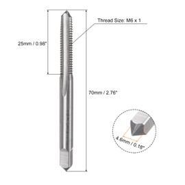 sourcing map 2pcs Metric Hand Tap Set, M6 x 1 Taper/Plug Thread Screw Taps, High Speed Steel Hand Threading Tapping Tool Kit