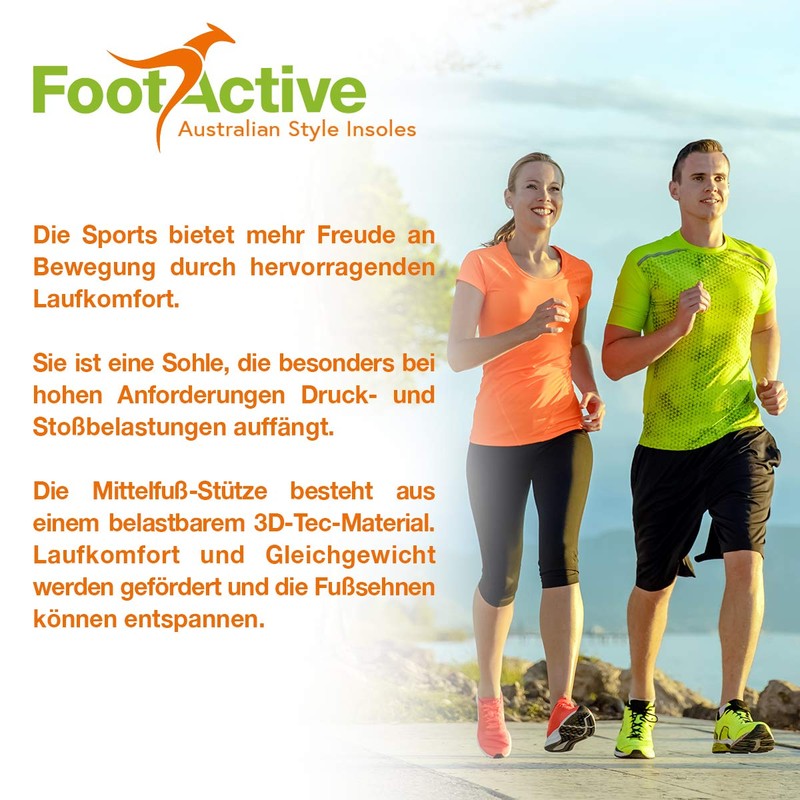 FootActive SPORT - Einlegesohlen für Sport, Freizeit und Beruf, Green,