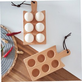 HOMSFOU Six Compartment Egg Tray Base 6 Holes Egg Fridge Egg Tray Egg Organizer Egg Holder Countertop Simple Egg Rack Egg Holder for Refrigerator 6 Grid Eggs Convenient Egg Holder Wooden