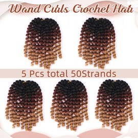 5 Packs short Jumpy Wand Curl Crochet Hair Jamaican Bounce Crochet Hair Curly Braiding Hair Curly Crochet Hair for Black Women 10Roots/Pack(5packs)… (1B/30/27, 12inch(pack of 5))