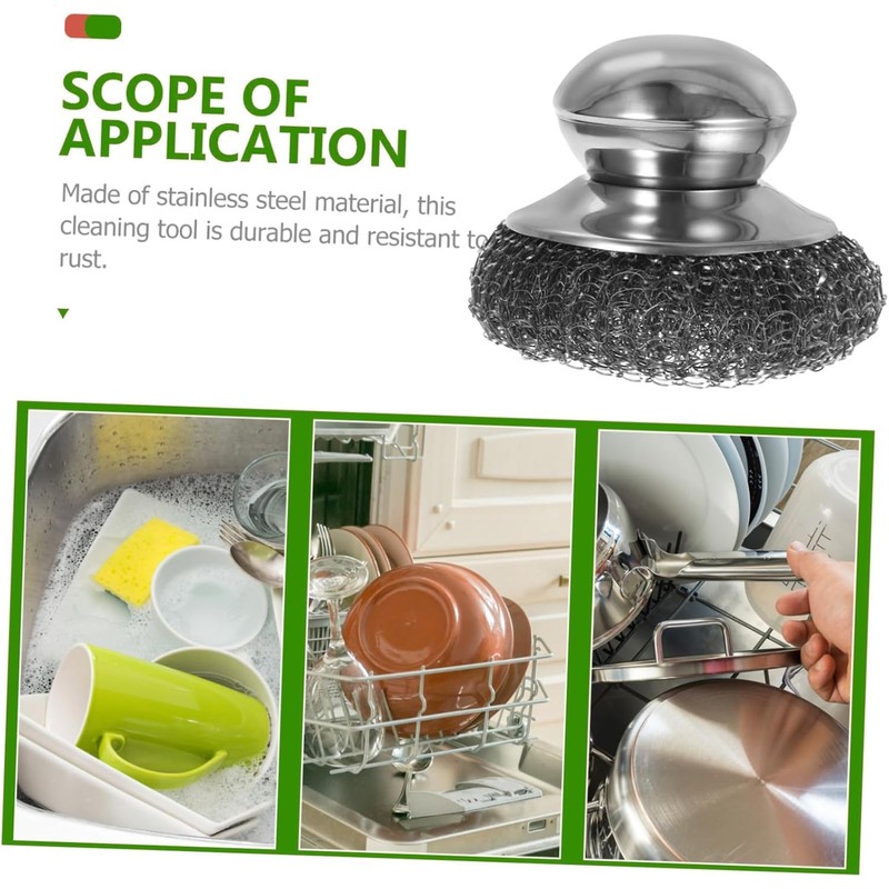 Liyquint 4 Pcs Steel Wool Dish Scrubber, Steel Wool Scrubber，Stainless