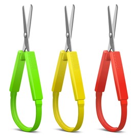 Sokoweii Loop Scissors for Toddlers, 5 Inch Adaptive Design, Right and Lefty Support, Easy-Open Squeeze Handles