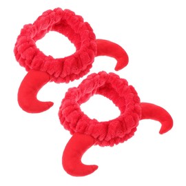 TOVINANNA 2pcs Plush Spa Hairband for Women Cute Red Makeup Headband for Face Washing Soft and Non- Design for Daily Use and Sports Activities